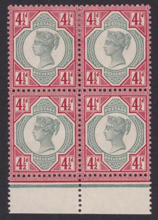 Gb.  Qv.  1887.  Sg 206,  4 1/2d Green/carmine,  Block Of Four.  Mounted.