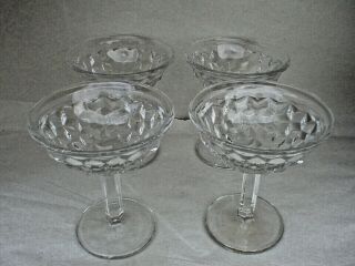 Fostoria Glass " American " 4 7/8 " Sherbet/champagne Glasses (set Of Four).