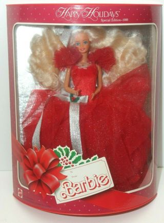 Mattel 1988 Happy Holidays Special Edition Barbie Nrfb Near 1703