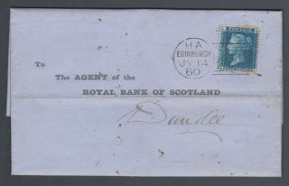 1860 Q.  V 2d Plate 8 On Letter Wrap With Very Fine Edinburgh H.  A.  Cancel