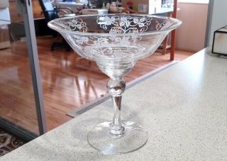 Stuart Crystal Grape & Vine Etched Pattern Lolly Dish Or Comport Art Deco Glass