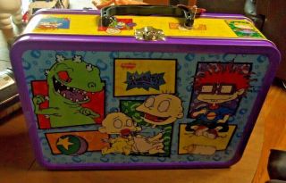 Vtg 1999 Nickelodeon Rugrats Tin 13 " X 9 " Popcorn Tin Case Lunchbox - Style W/tag
