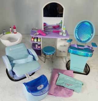 American Girl Doll Salon Spa Chair Hair Nail Vanity Set