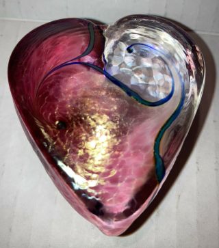 Robert Held Art Glass Heart Paperweight Signed