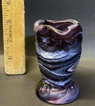 Vintage Imperial Glass Purple Slag Owl Creamer