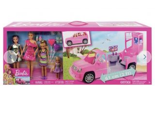 Barbie Limo With 4 Dolls & Accessories Large Set Bundle Chelsea