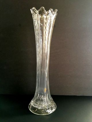 Vintage Northwood Glass Co.  Clear Feathers 13 " Vase