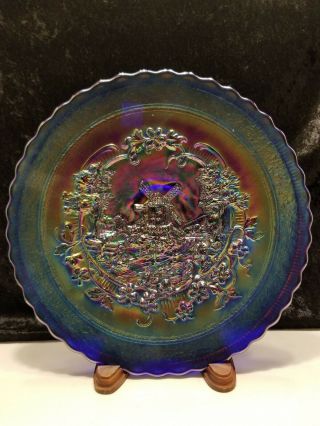 Vintage Imperial Glass Cobalt Blue Carnival Glass Windmill Plate