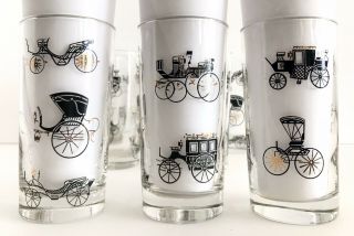 Vtg Libbey Drinking Glasses Horse Curio Carriage Buggy Cocktail Short Set 8 MCM 3
