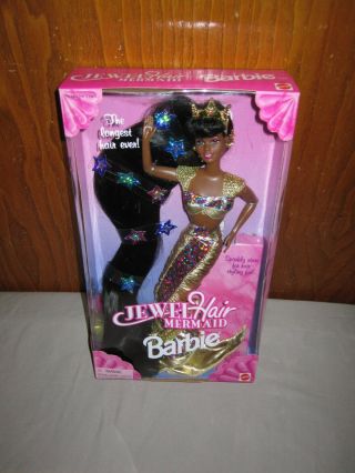 Mattel Barbie Doll Jewel Hair Mermaid African American Gorgeous 1995