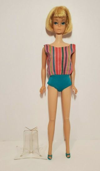 Vintage 60s Mattel Barbie American Girl Doll Bendable Legs Blonde Hair Oss