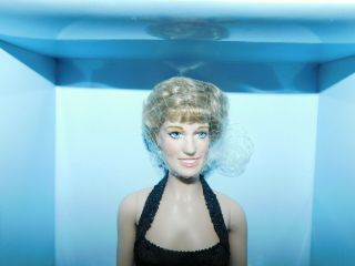 Franklin Princess Diana Vinyl Doll In Black Velvet Gown W Plus Ship Box