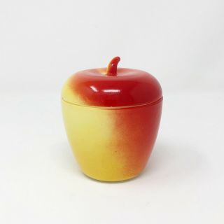 Vintage Hazel Atlas Milk Glass Apple Jam Jelly Condiment Jar Red / Yellow