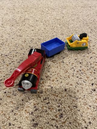 Thomas The Train Trackmaster Motorized Harvey W/wood Chipper Car And Open Car