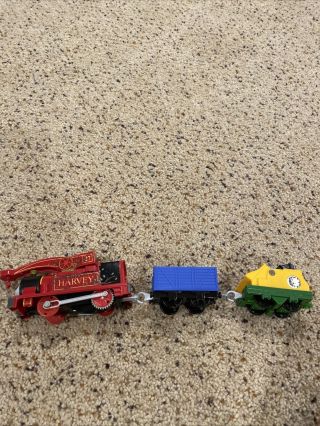 Thomas the Train Trackmaster MOTORIZED HARVEY w/Wood Chipper Car and Open Car 2