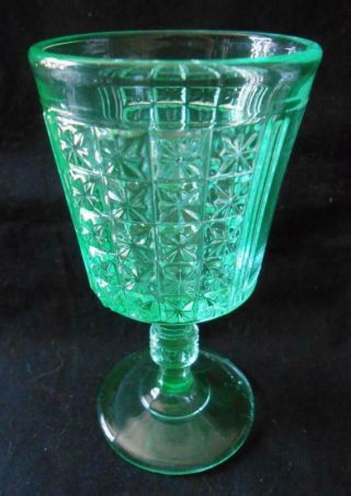 Apple Green Two Panel Daisy In The Square Wine Cordial Eapg Glass King & Sons