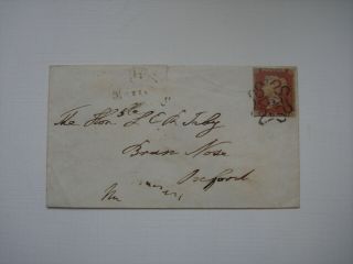 1841 1d Red Imperf.  Unplated.  Envelope With Very Fine London 