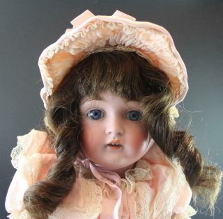 Antique German Bisque Porcelain Kestner 174 Doll 19 " High W/ Pink Dress