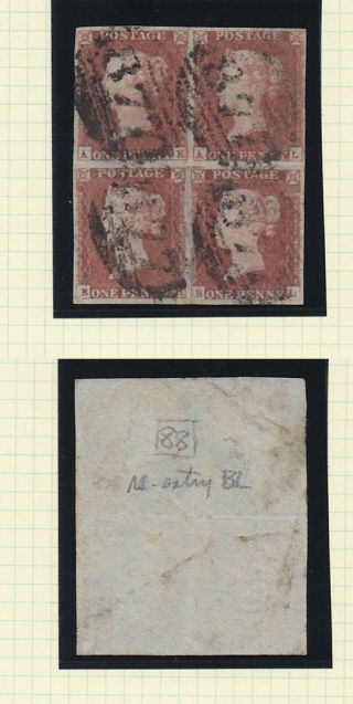 Lot:36479 Gb Qv 1841 1d Red Brown Block Of 4