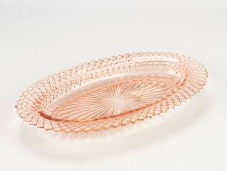 Anchor Hocking Miss America Pink Celery Dish,  Vintage Depression Glass Oval Tray