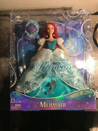 Ariel The Little Mermaid Holiday Princess 2013 Collectible Mattel Doll Nib Htf