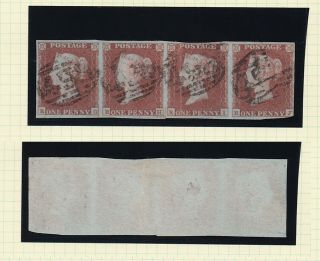 Lot:36478 Gb Qv 1841 1d Red Brown Strip Of 4