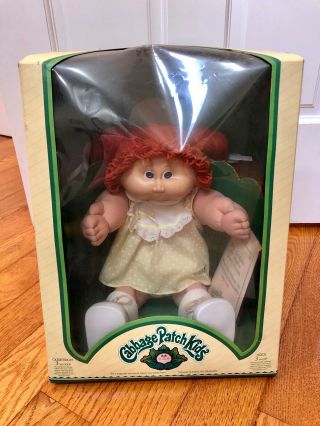 Vtg 1983 Cabbage Patch Red Hair Blue Eye Triang Doll Long Braids $nr