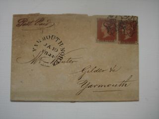 1841 1d Red Imperf.  Unplated Pair.  Entire With Fine London 