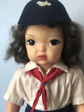 Vintage Hard Plastic 16” Terri Lee Blue Bird Scout Doll With Outfit