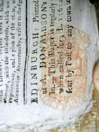 1778 Revolutionary War Newspaper From Edinburgh Scotland With A Red Tax Stamp