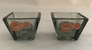 Mid Century Holmegaard Denmark Smoked Glass Taper Candle Holders Set W Labels