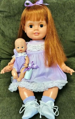 Vtg 1970s Big Ideal Baby Crissy 24 " Life Size Grow Hair Companion Doll