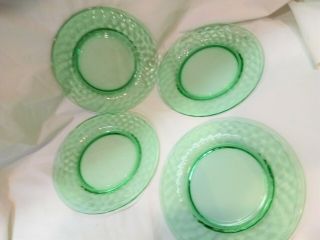 Vintage Green Depression Glass Bread Butter Plate 6 1/4 " Set Of 4 Bubble Pattern