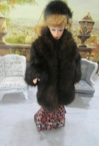 Elegant Ooak Custom Made Black Mink Coat For Barbie - Rich Mink Fur W/hat
