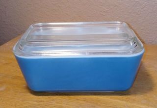 Vintage Pyrex Blue Refrigerator Dish Bowl With Lid 0502 Usa No Chips Ovenware