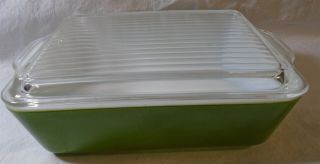 Vintage Pyrex Avocado Green Refrigerator Dish 0503 With Ribbed Lid 503 - C