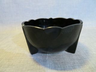 Vintage Art Deco Black Glass / Amethyst Glass Dish Footed Bowl