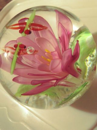 Dynasty Gallery Heirloom Collectibles Flower Dragonflies 3 " Glass Paperweight