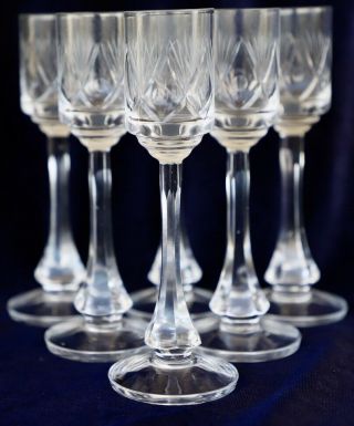 6 Vintage Cut Crystal Liqueur Port Schnapps Glasses 100ml Each
