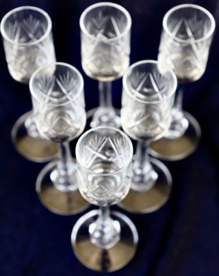 6 vintage Cut Crystal Liqueur Port Schnapps Glasses 100ml each 3