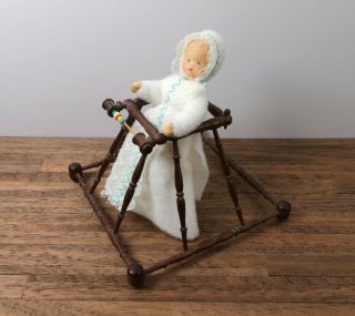 Exquisite Rare Baby Walker,  Artisan Allen Thede 1985,  Dollhouse Miniature Estate
