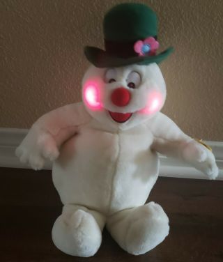 Vintage Gemmy Singing Frosty The Snowman Plush Stuffed 10” Sings Sitting