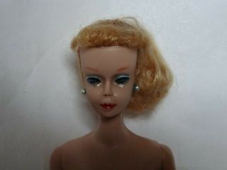 Vintage 1958 Mattel Barbie 7 Blonde Ponytail Black & Red Striped Swimming Suit 2