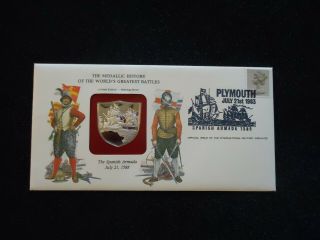 Great Britain 1983 Cover With Sterling Silver Medal.  Battle Of Armada 1588