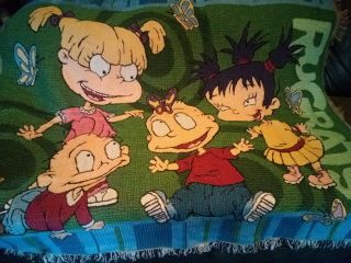 Vintage Nickelodeon Rugrats Viacom Tapestry Throw Blanket Tommy Dil Angelica