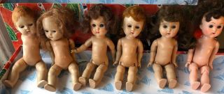 6 Vintage Vogue Ginny Dolls Marked For Restoration