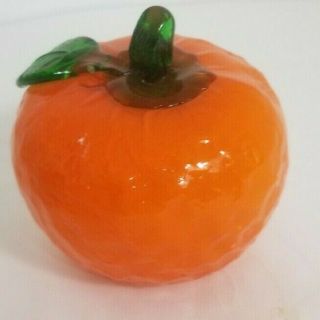 Vintage Retro Murano Style Orange Studio Art Glass Hand Blown Fruit Vegetable 4 "