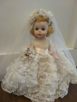 Vintage 1950s Madame Alexander Wendy Kin Bride Doll 8 " Bent Knees