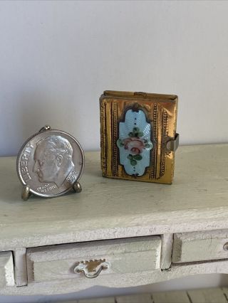 Vintage Gold Enameled Photo Album Beauty Dollhouse Miniature 1:12