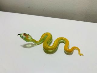 Hand Blown Snake Sculpture Miniature Murano? Art Figure Figurine Art Glass 6”